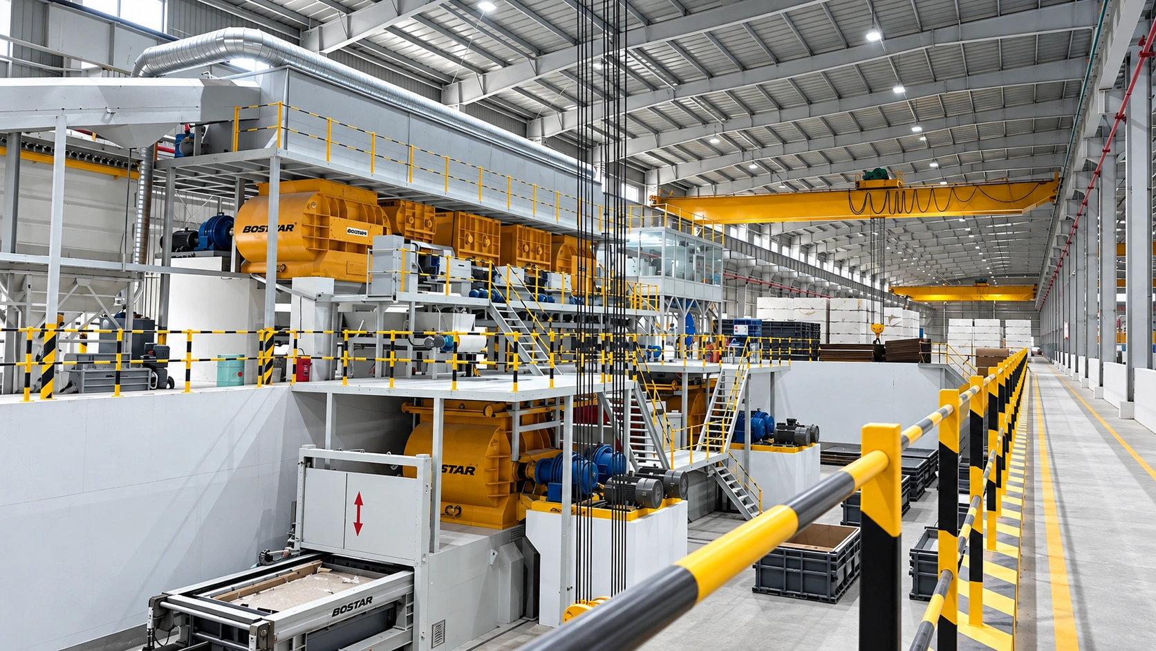 Quartz slab pressing production line at Blanko Surfaces Vietnam factory