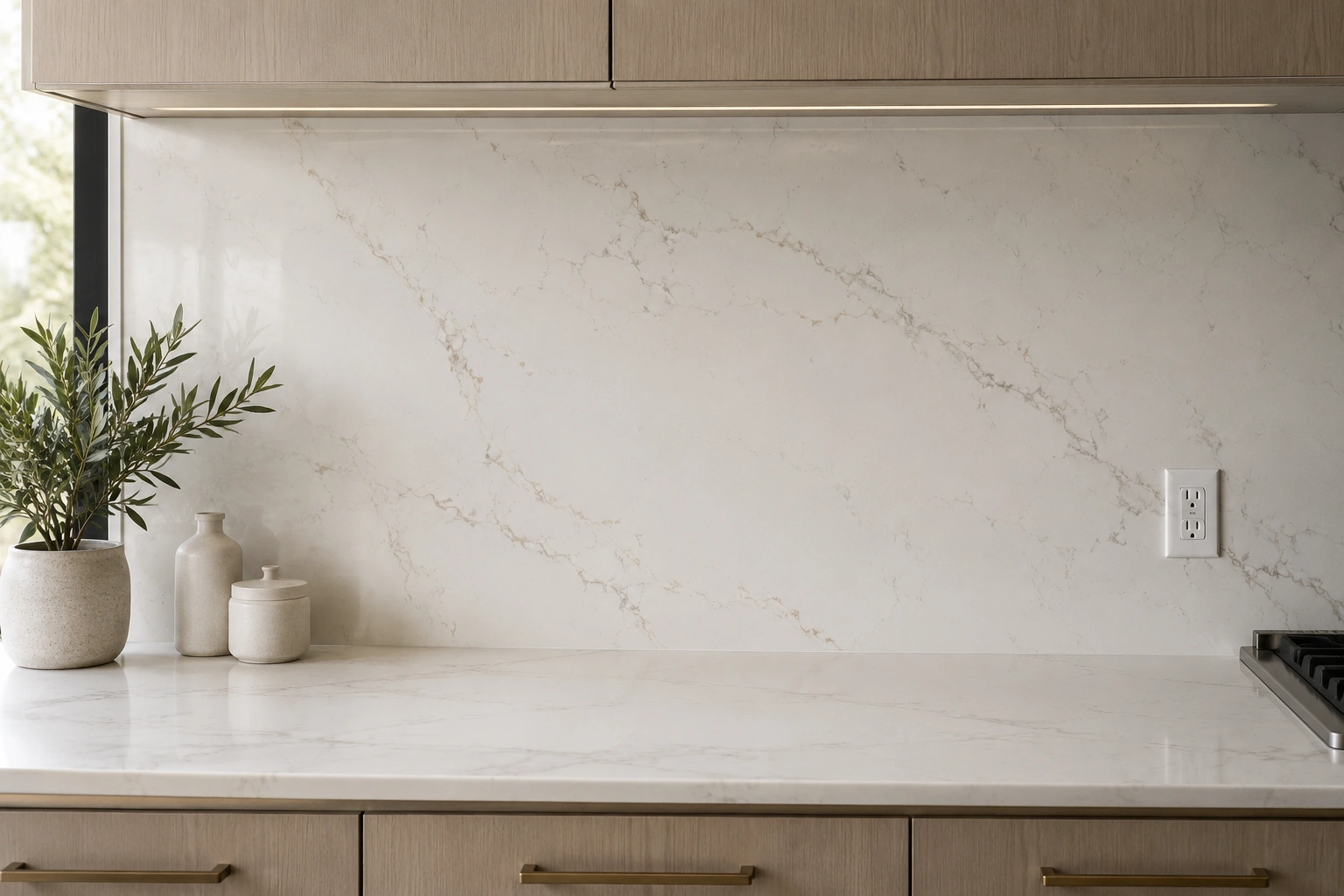 prefabricated quartz backsplash