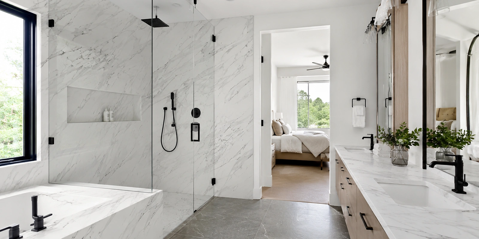 quartz bathroom vanity shower surfaces