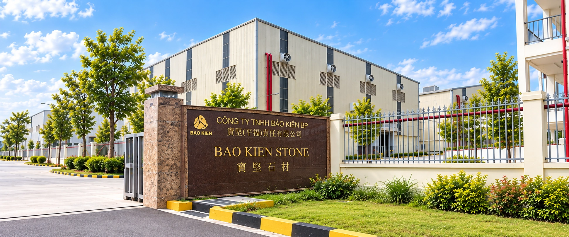 Exterior of a quartz manufacturing facility in Binh Duong, Vietnam